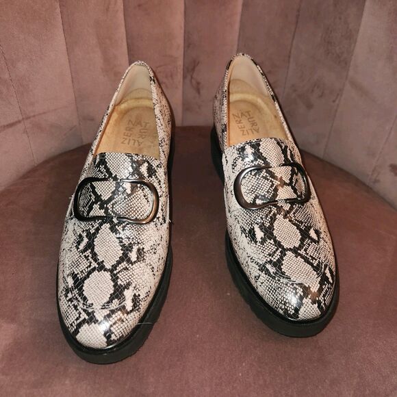 Naturalizer Womens 8 White Snake Print Platform Slip On Loafers - Picture 4 of 5